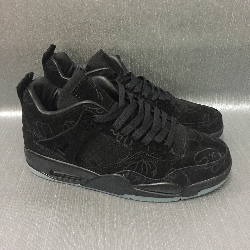 KAWS x Air Jordan 4 Sample Graffiti Black Shoes - Click Image to Close